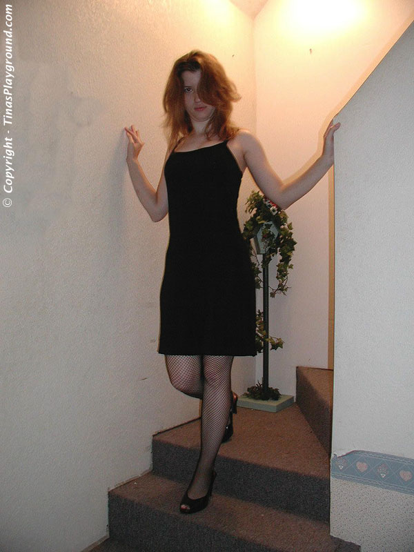 Fishnet Pantyhose on the Stairs